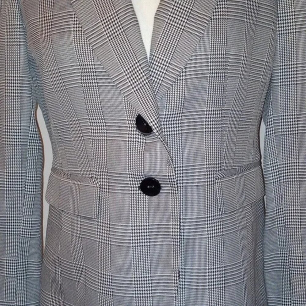 JONES NEW YORK Gray Plaid Blazer Fully Lined Size 4 - Picture 4 of 8